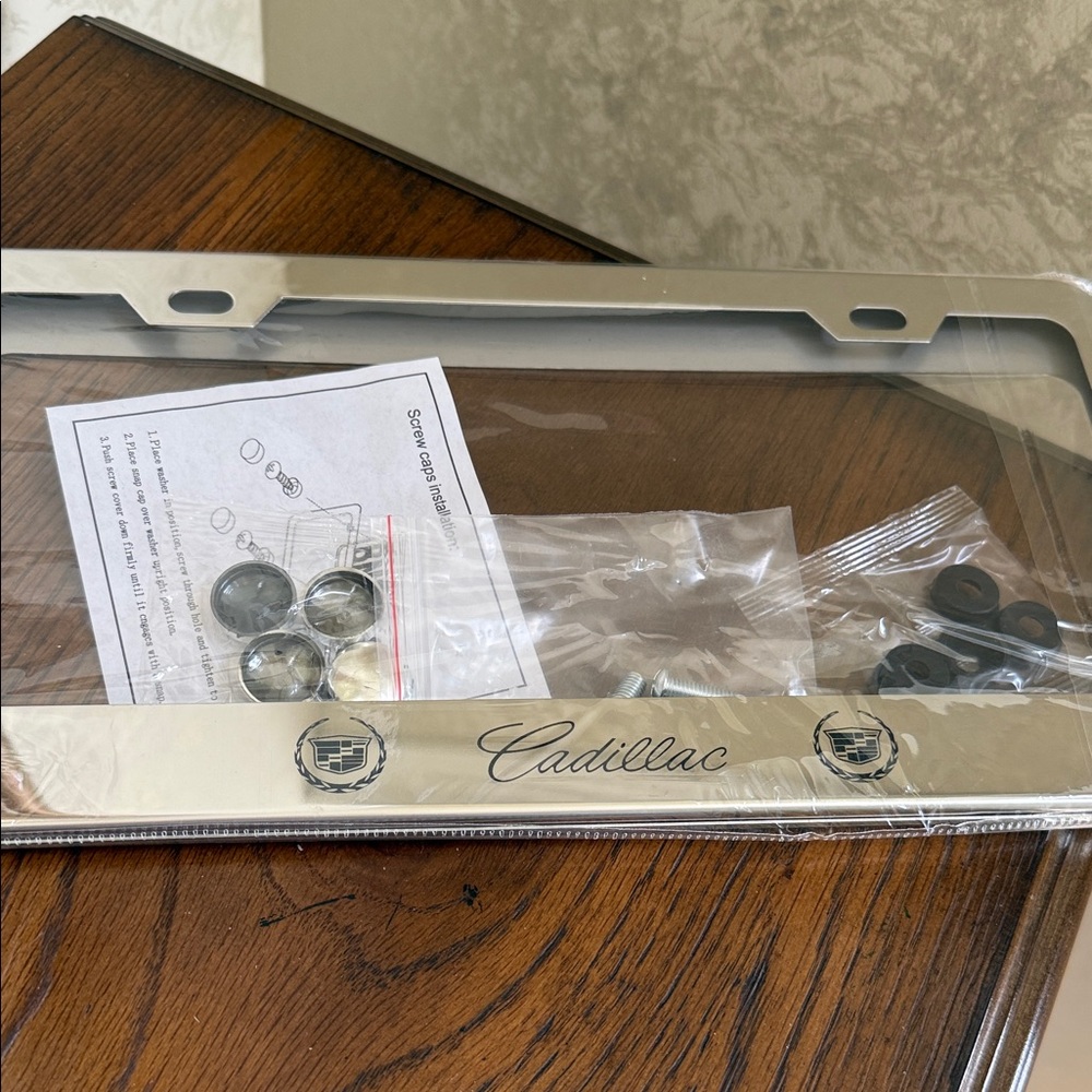Cadillac License Plate Covers. Chrome plated. Front and Rear Frames. - Picture 3 of 14